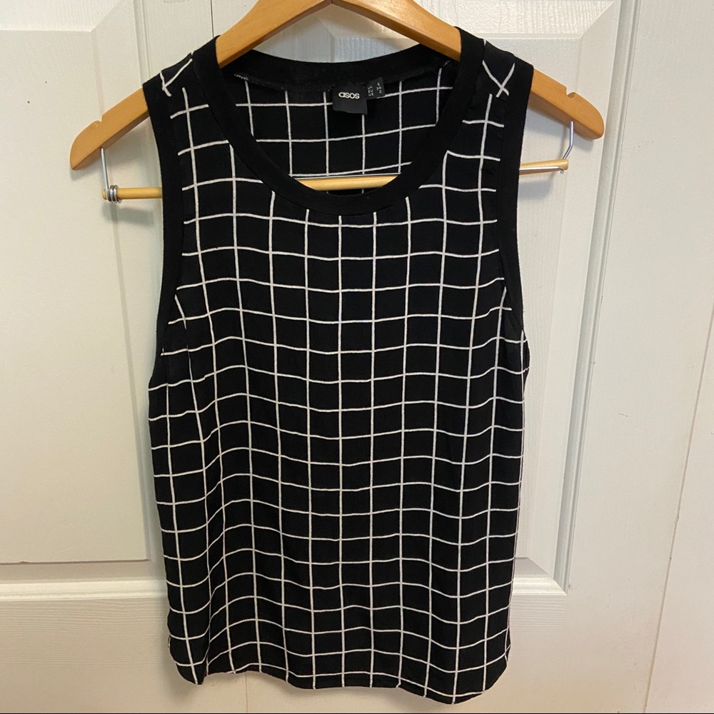 ASOS Black and White Gingham Plaid Tank Top Small